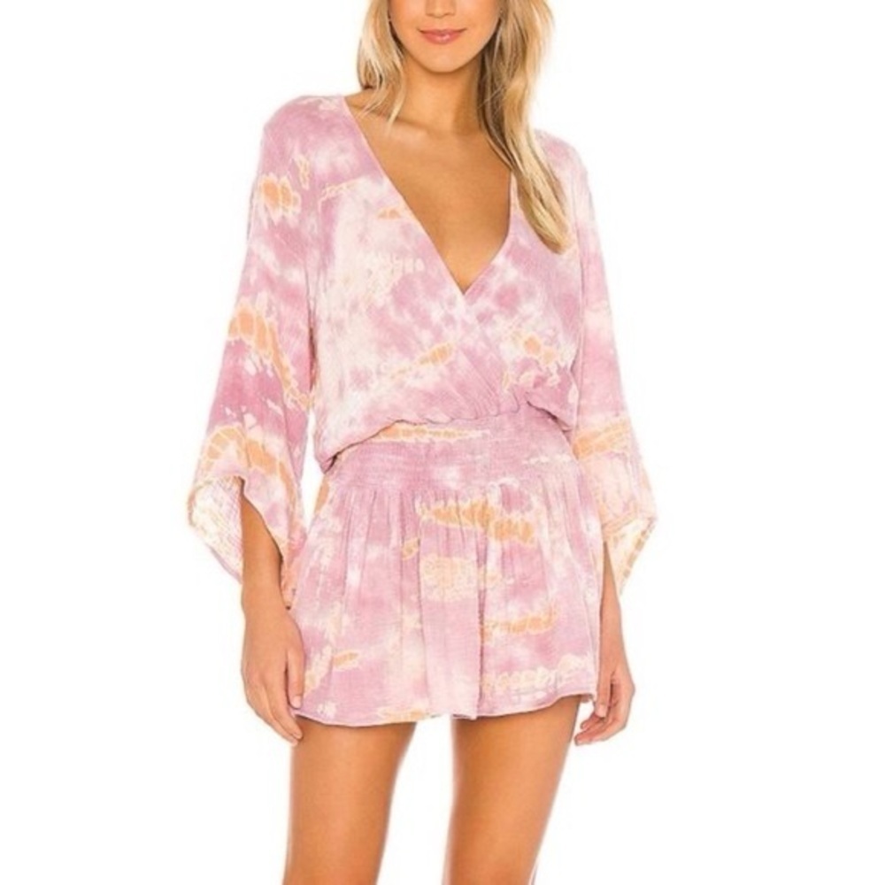 Young Fabulous and Broke YFB Ellery Tie-dyed Mini dress in purple orange- Small